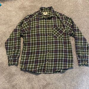 Woolrich Button Up Flannel Long Sleeve Green, Blue, & Red Size L